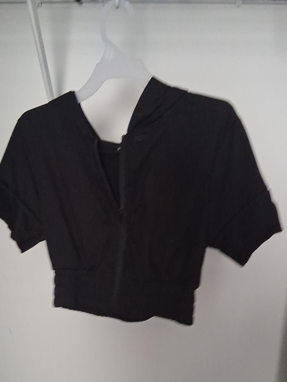 Black Women's Cropped Hooded Top - Brand Unspecified